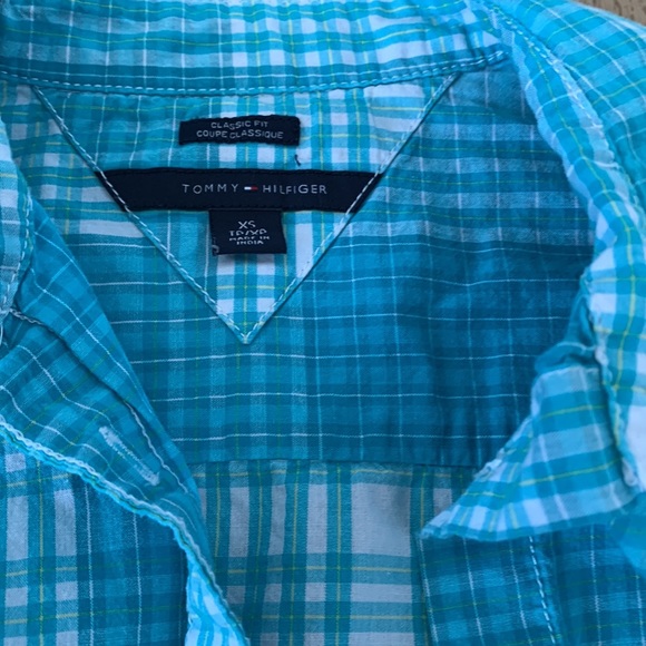 Tommy Hilfiger teal plaid button up - Picture 2 of 3